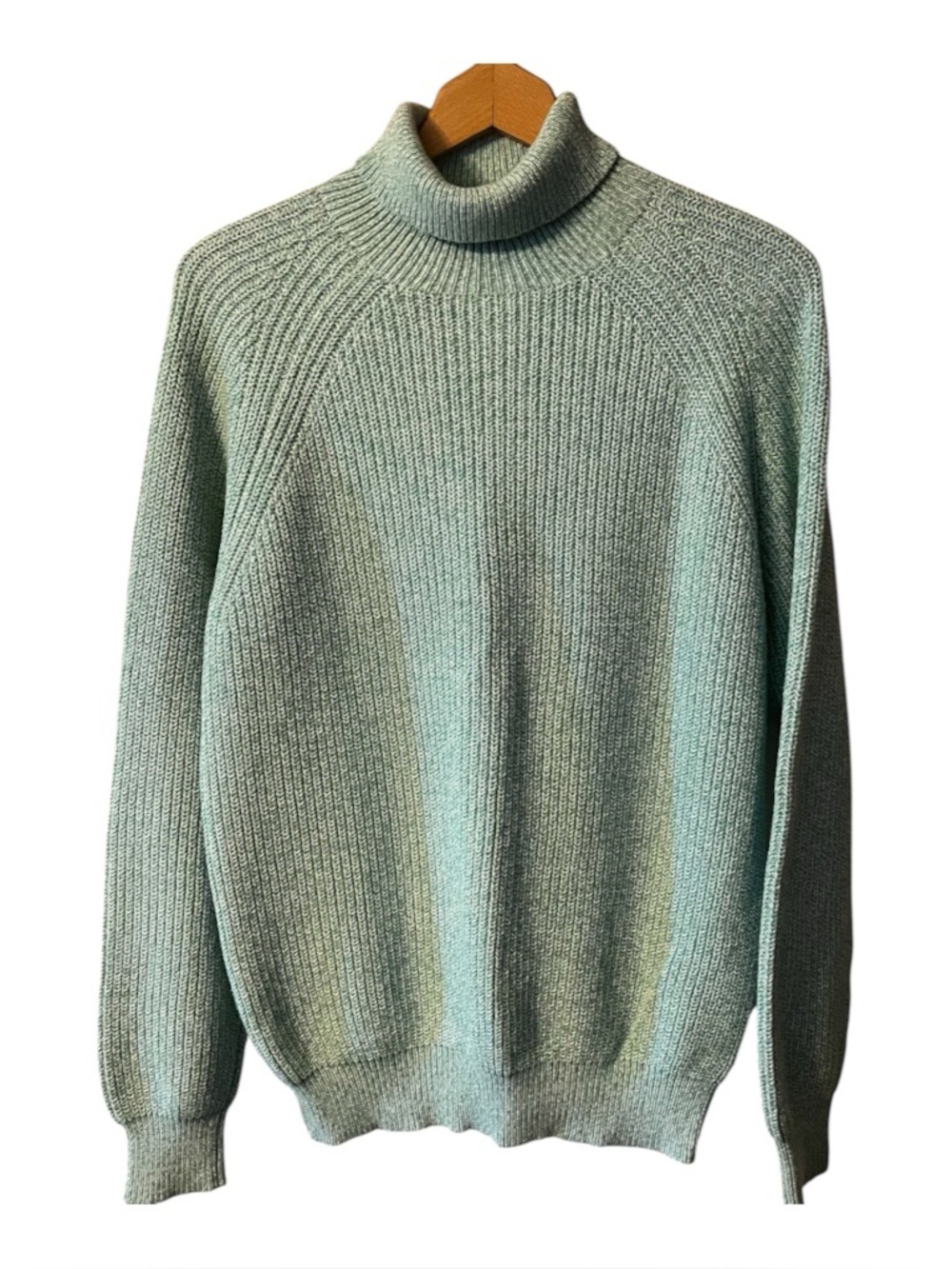 CLUB MONACO Cotton Wool Blend Turtleneck Sweater Lt Green White Marled Knit Sz M